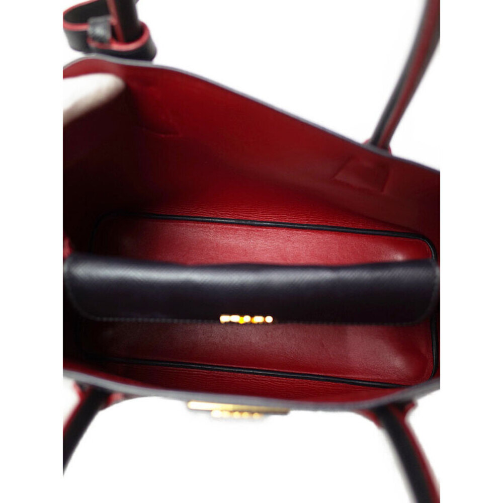 Prada black contrasting Leather Double Saffiano red interior Bag - Picture 3 of 5